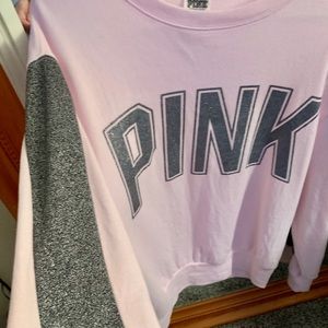 Pink and gray metallic bling sweatshirt